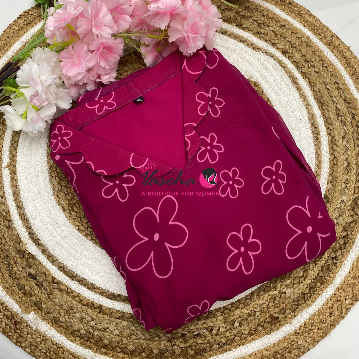 Ready Made - Georgette - Maxi - Dark Pink Colour - VVRMG001