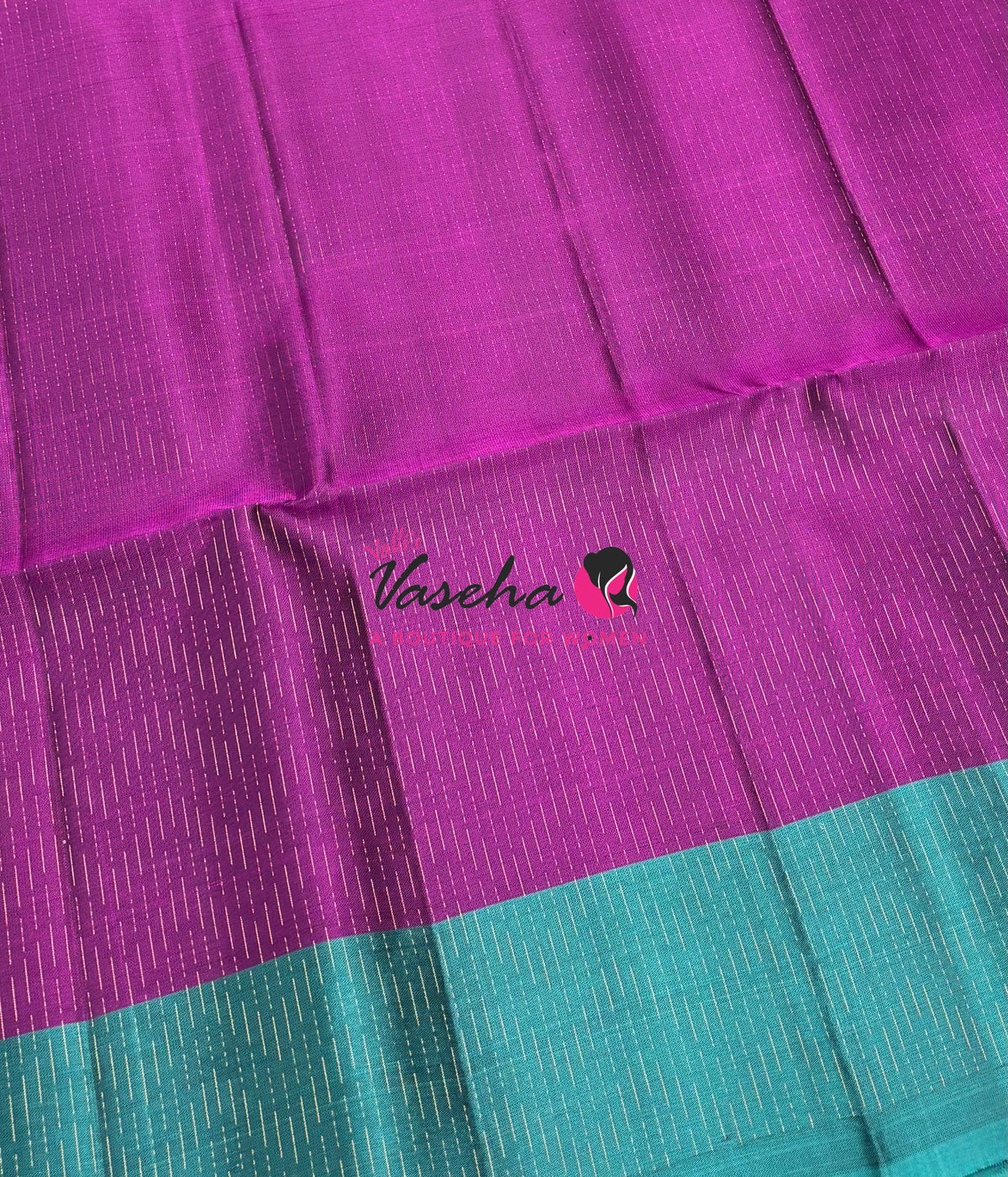 Pure Soft Silk Saree  - Vairavoosi Pattern - Purplish Pink With Blue - VVPSS095