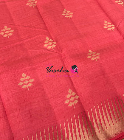 Semi Tussar Silk Saree | Peach Shade |VVSTS051