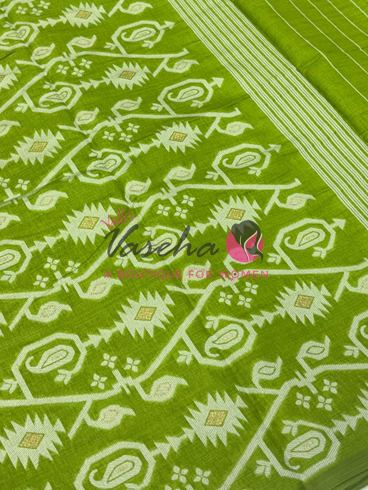 Semi Gicha Tussar Silk -  Green Shade - VVGTS002
