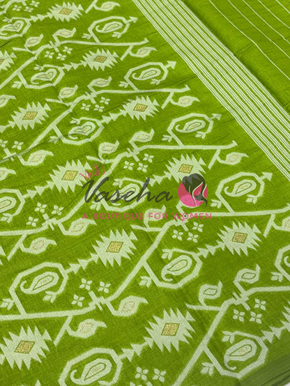 Semi Gicha Tussar Silk -  Green Shade - VVGTS002