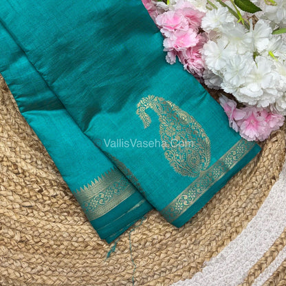 Semi Tussar Silk - Small Mango - Blue Shade - VVSTS002