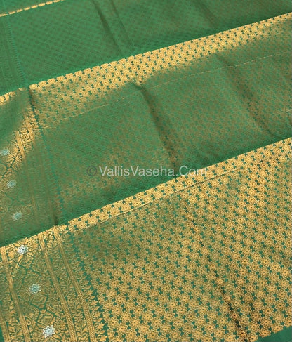 Semi Soft Silk - Border Butta  - Dark Green Shade -VVSSS010