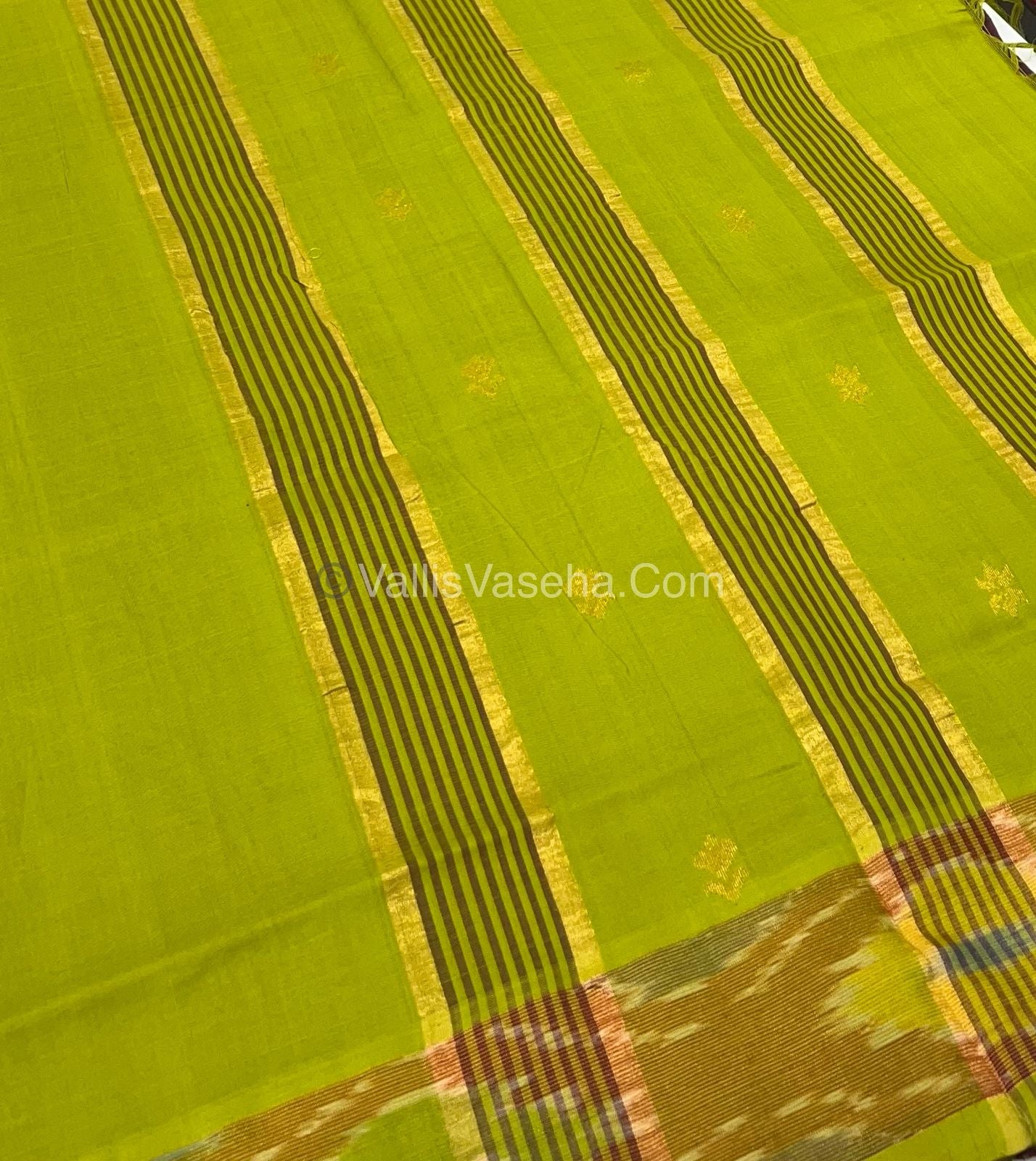 Semi Silk Cotton Saree - Brown& Green   - VVSSC001