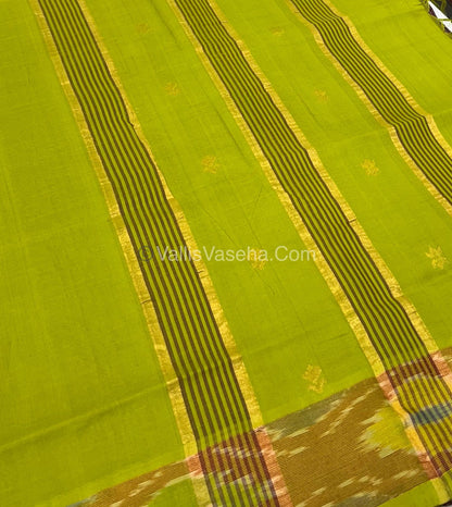 Semi Silk Cotton Saree - Brown& Green   - VVSSC001