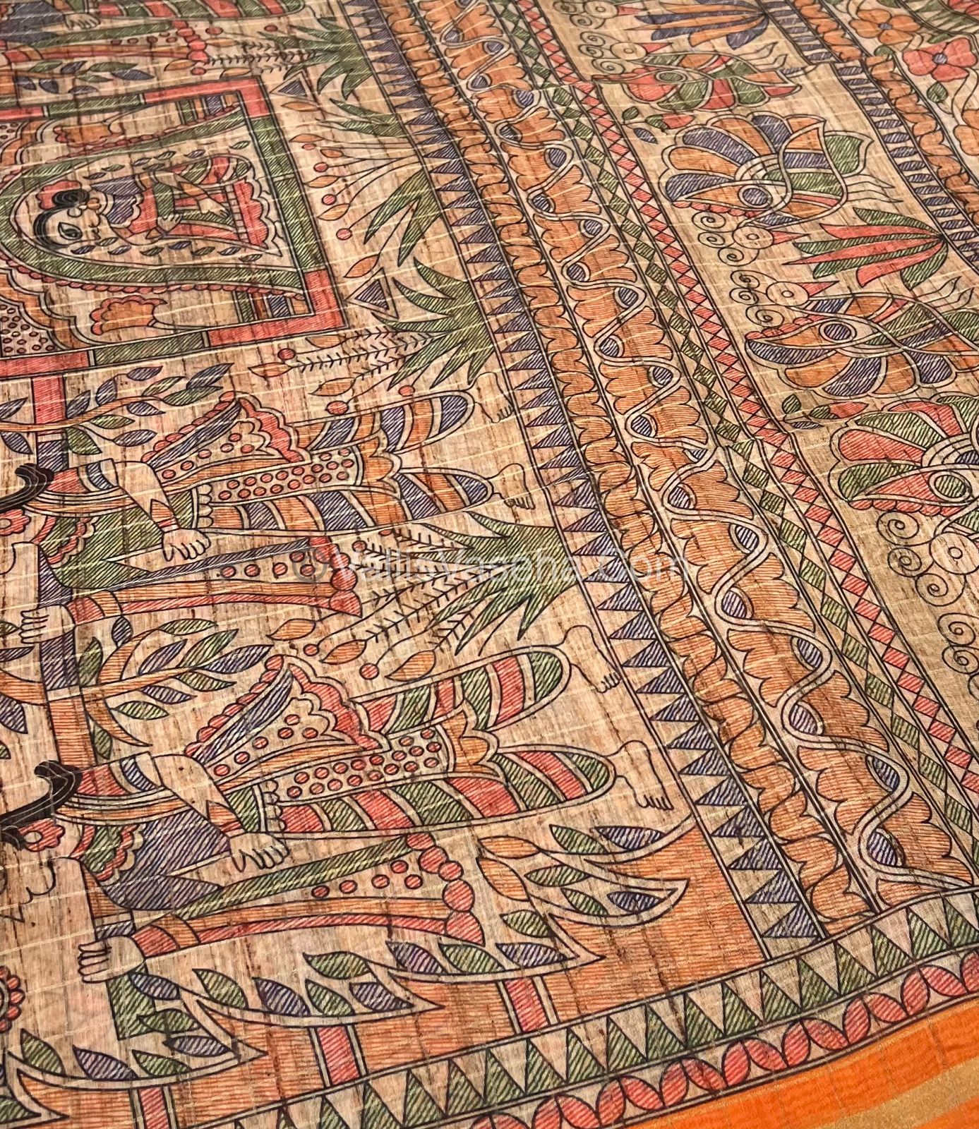 Semi Chanderi Saree - Fusion Of Bandhini & Madhubani- VVSCS002