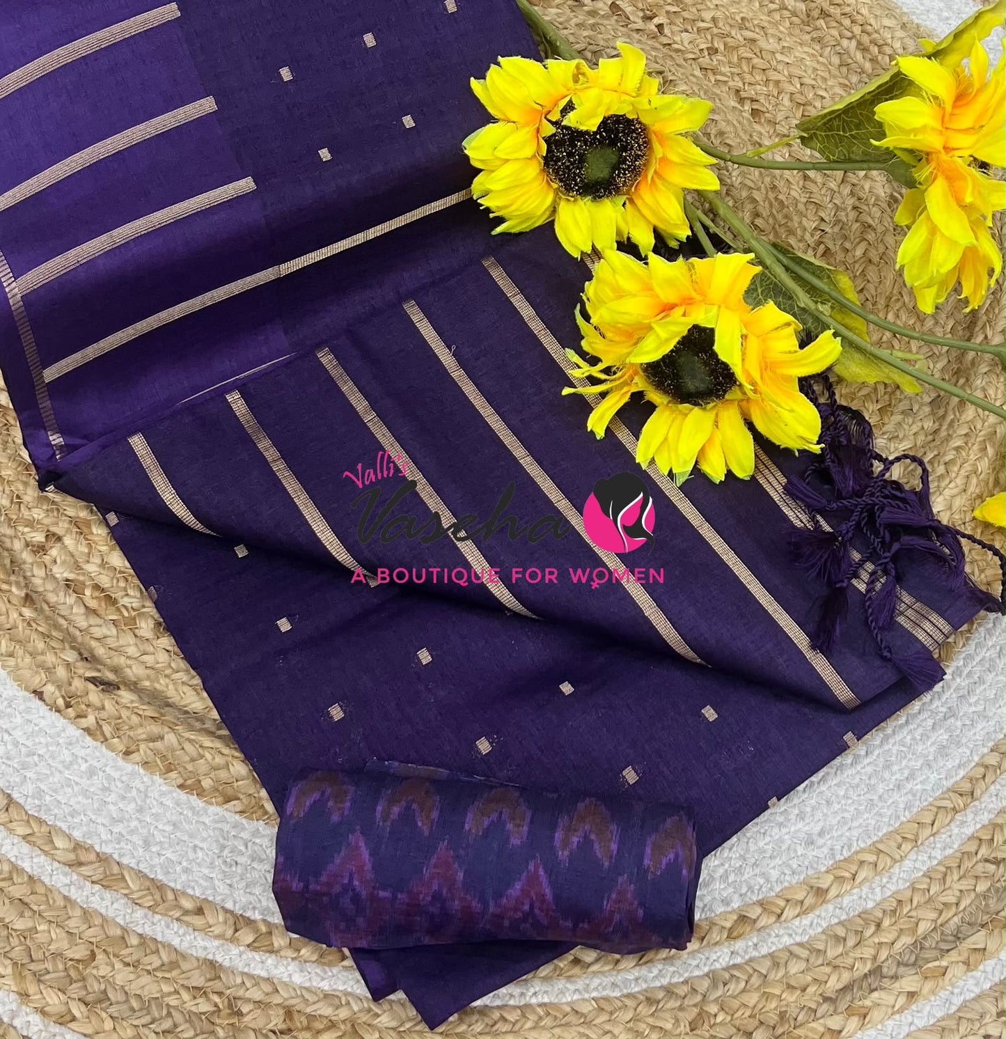 Semi Matka Tussar Silk Saree | Double Blouse | Purple Shade |VVSTS052