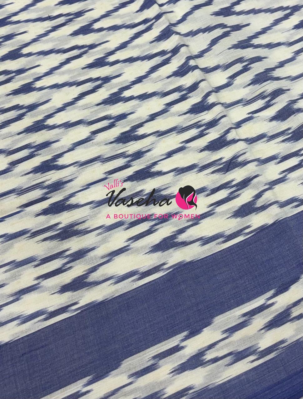 Ikkat Mercerised Cotton Saree - Single Ikkat - VVIKS001