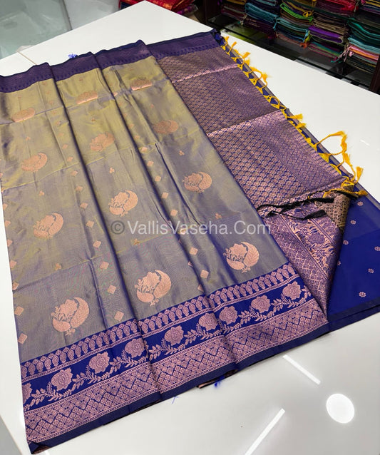 Semi Soft Silk - Dual Tone Shade With Blue Combo -VVSSS027