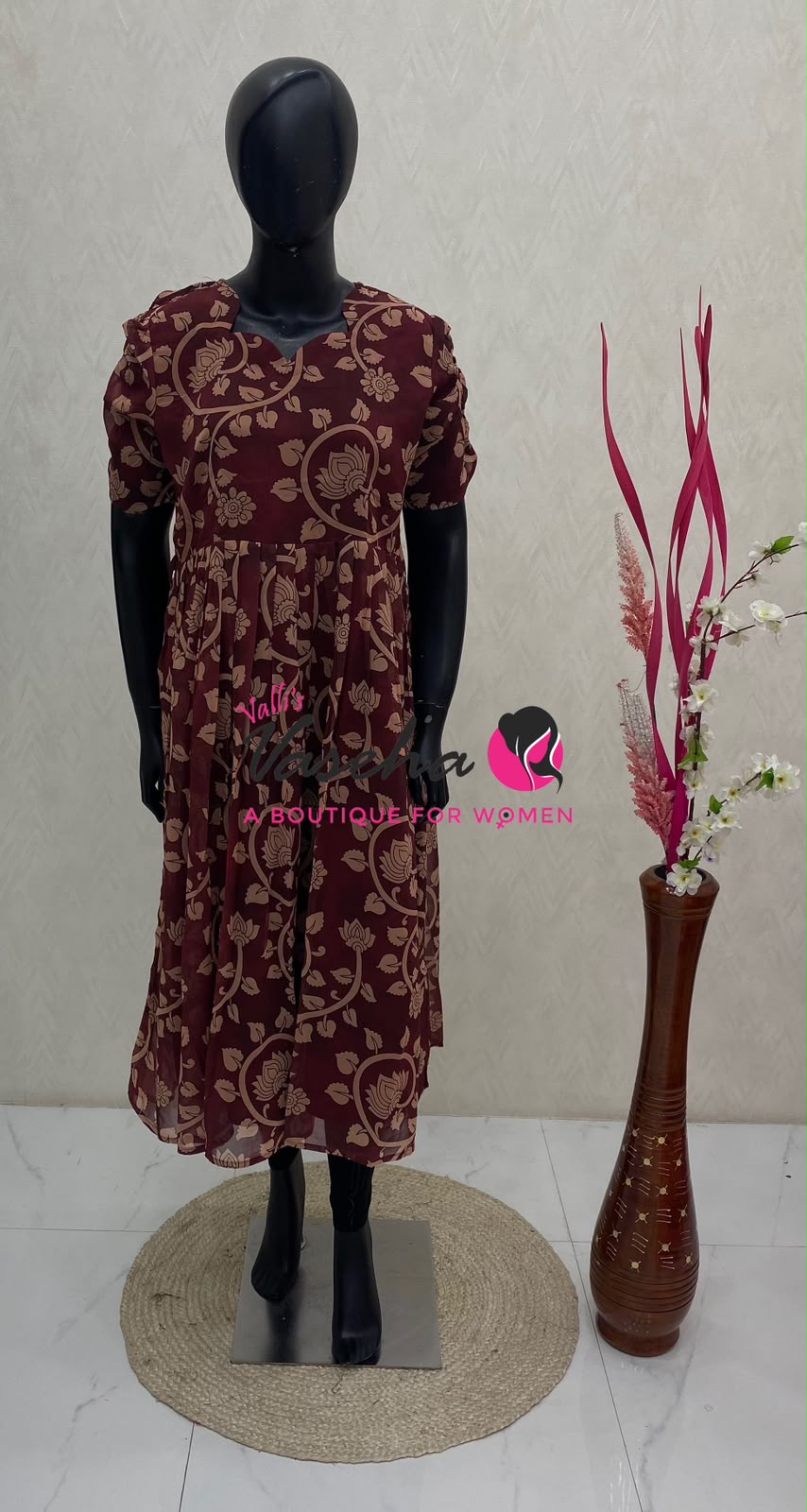 Ready Made - Georgette - Maxi - Brown Colour - VVRMG001