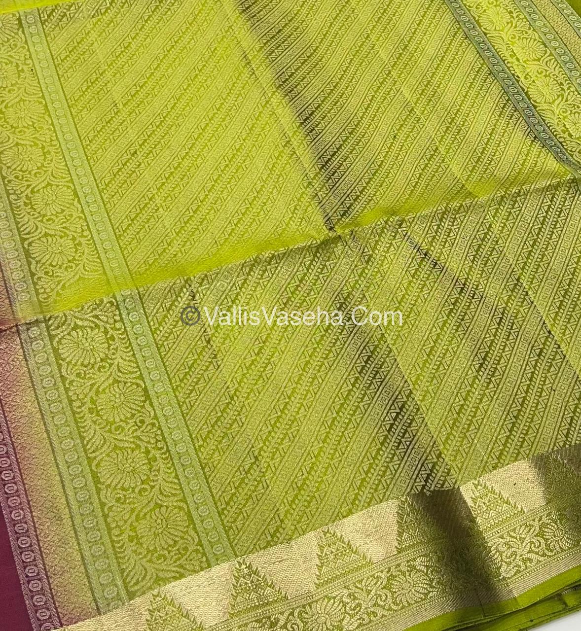 Pure Soft Silk Saree - Maroon & Green Combo - VVPSS048