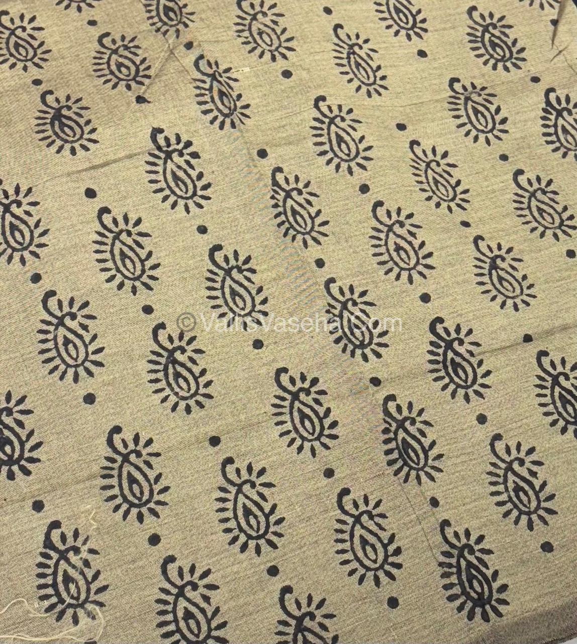 Poly Silk Mixed Cotton - Mirror Work Embroidery - Black with Cream - VVPCM001