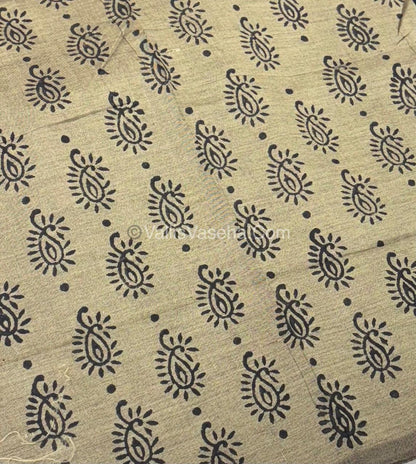 Poly Silk Mixed Cotton - Mirror Work Embroidery - Black with Cream - VVPCM001