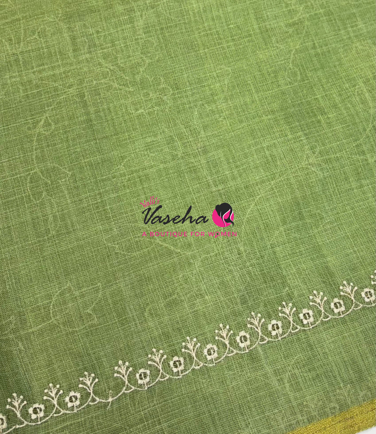 Linen Tissue Saree - Green Shade - VVLTS009
