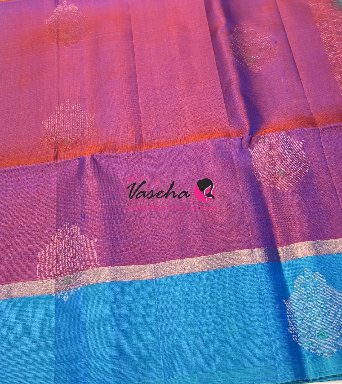 Pure Soft Silk Saree  - Dual Tone Purple With Blue - VVPSS093