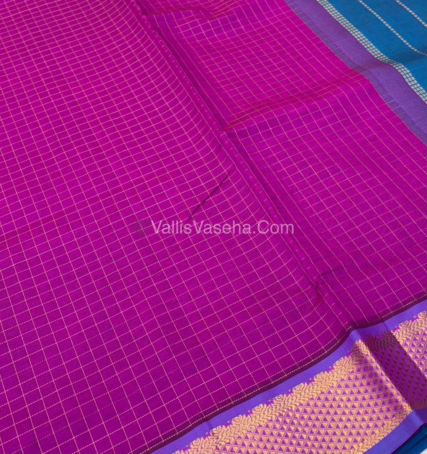 Semi Silk Cotton Saree - Pink With Blue shade - VVSSC003