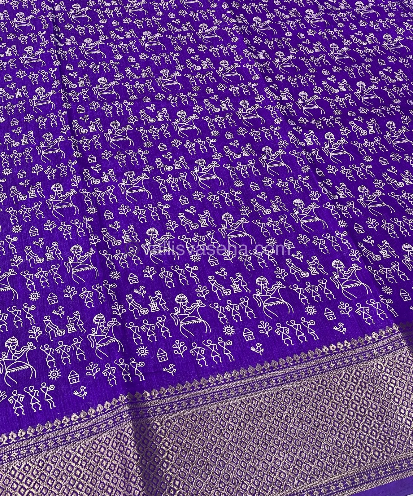 Semi Binny Silk - Varli Design - VVSBS003 - Purplish Blue Shade