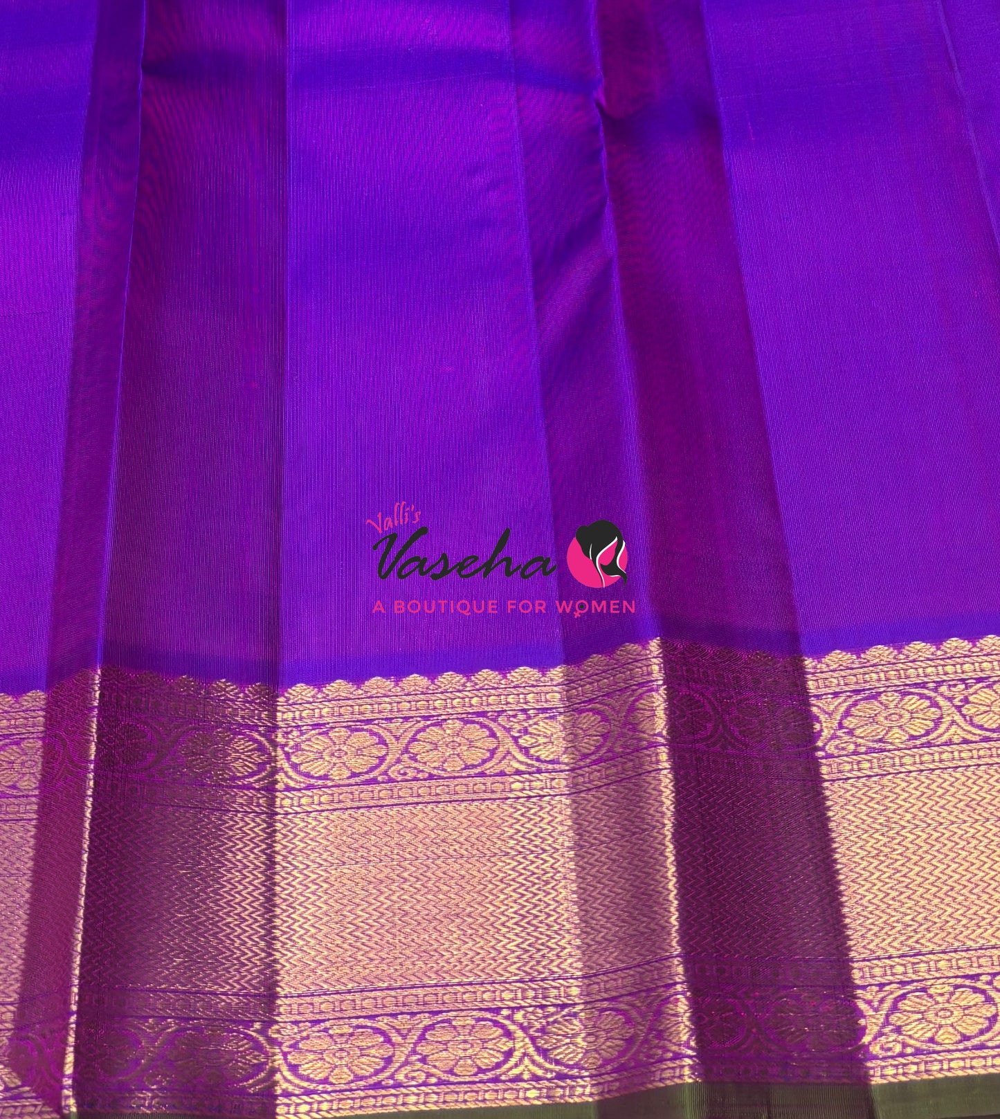 Pure Kanchipuram Silk Saree - Peachish Pink & Purple Combo - VVPS040