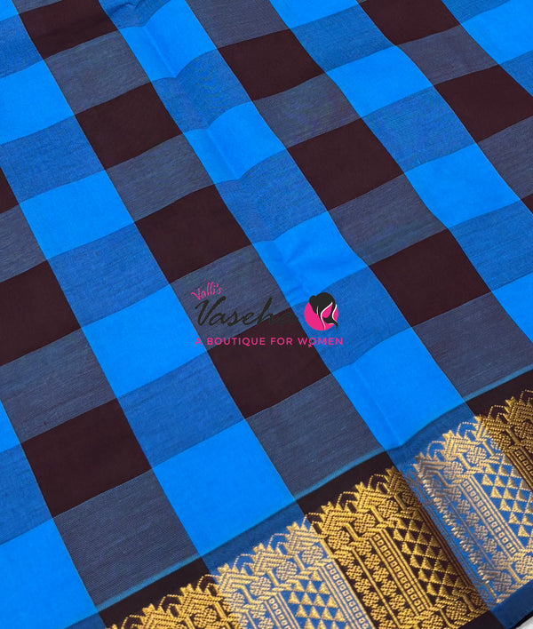 Semi Silk Cotton Saree |  Pazhum Pazhamum Checks Design |VVSSC018