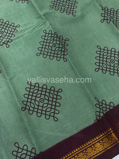 Sungudi Cotton Saree  - Kolam Print  - VVSKP002