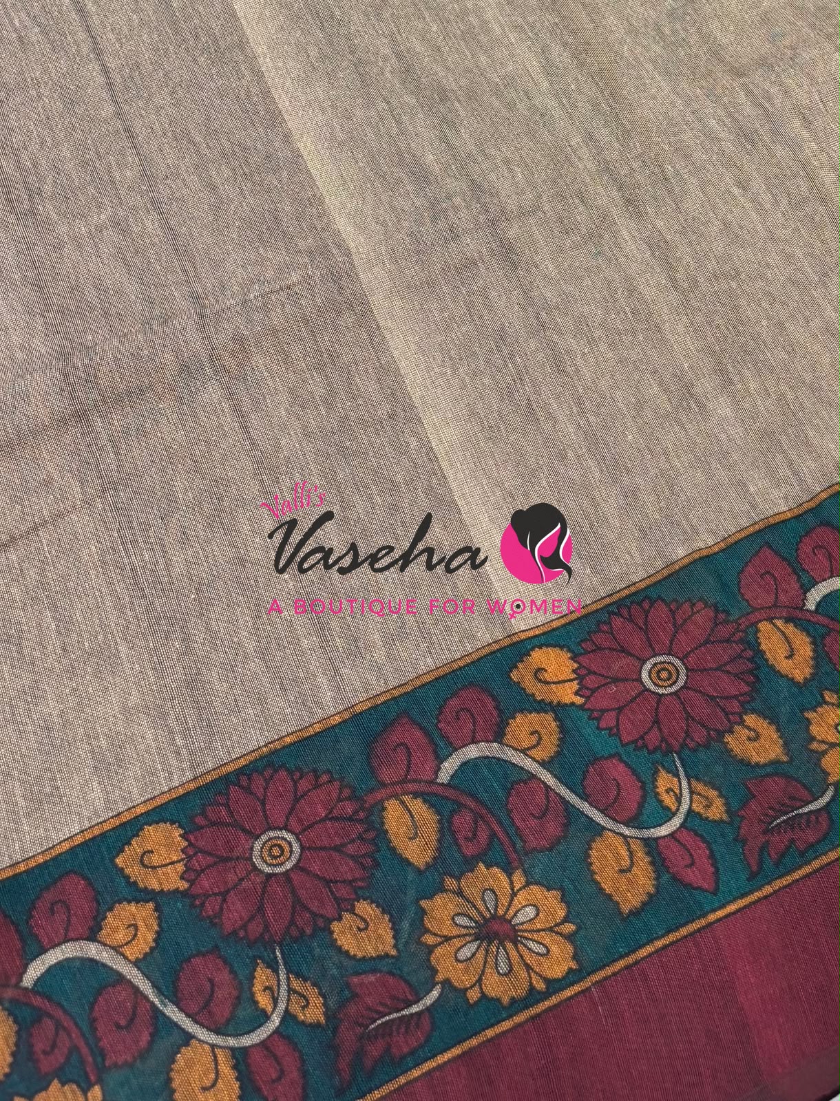 Handloom Cotton Sarees with Kalamkari Blouse - VVKCK004