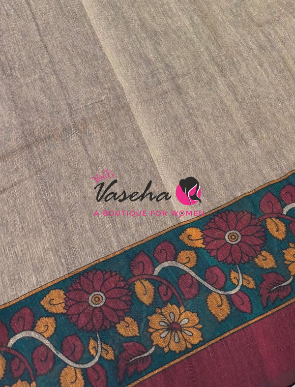 Handloom Cotton Sarees with Kalamkari Blouse - VVKCK004