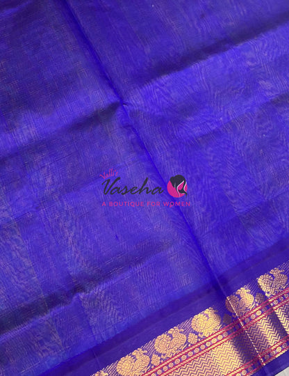 Pure Korvai Silk Cotton - Green & Violetish Blue Combo - VVKSC010
