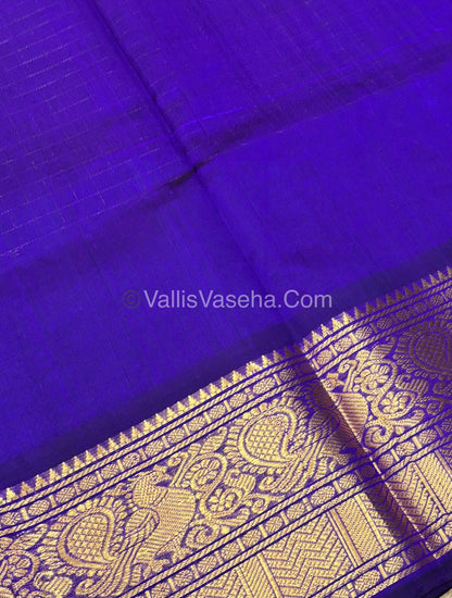 Pure Korvai Silk Cotton - Checks Pattern - Purple Shade  - VVKSC033