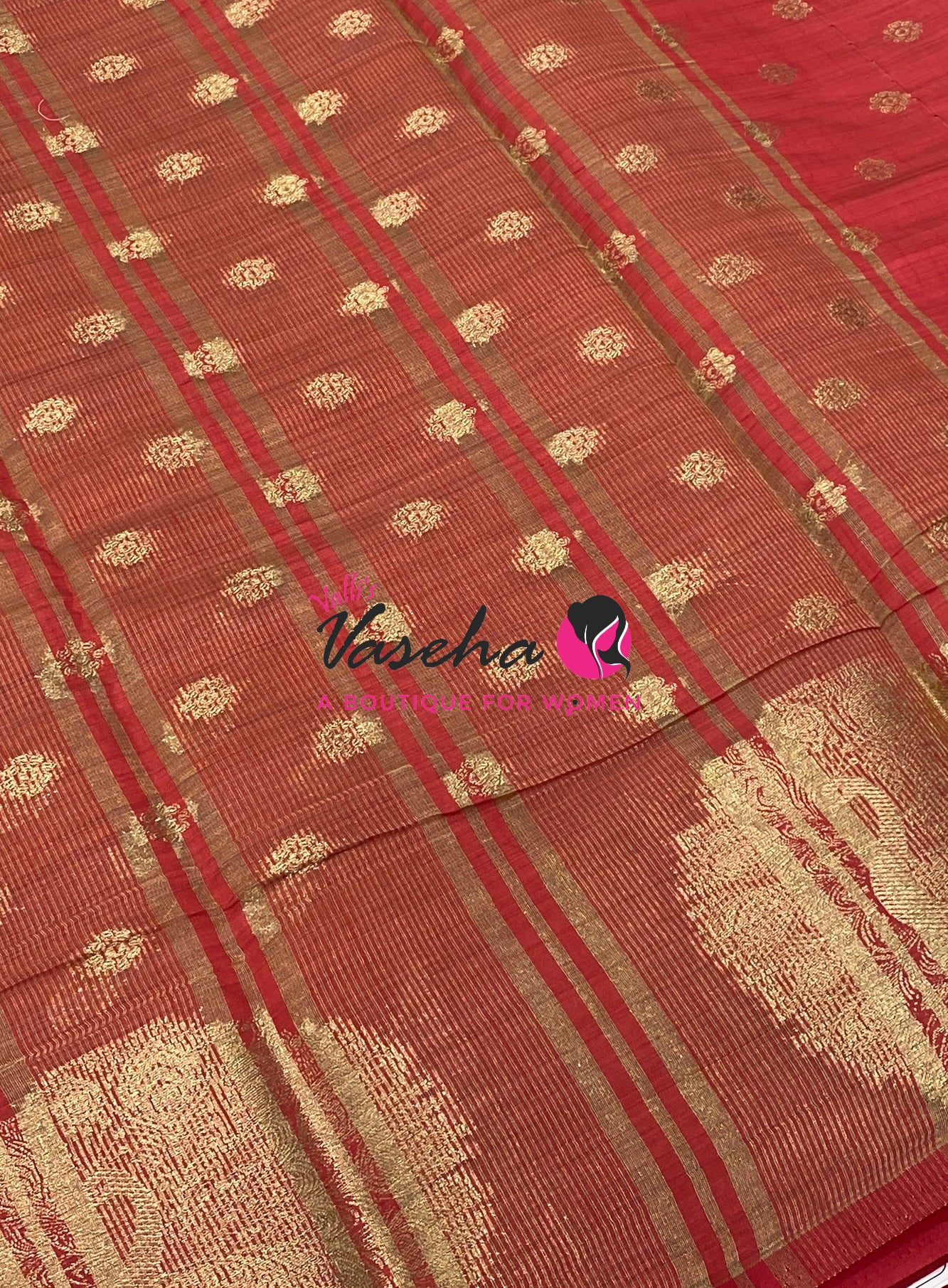 Semi Tussar Silk Saree | Red Shade |VVSTS056