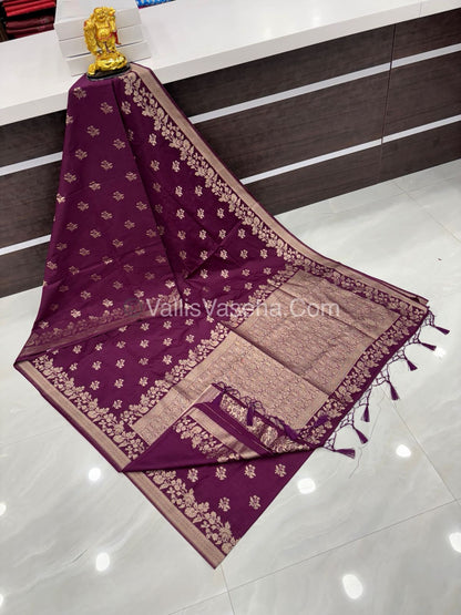 Banarasi - Heritage Silk - Semi Kathan Silk - Wine Shade - VVBHS008