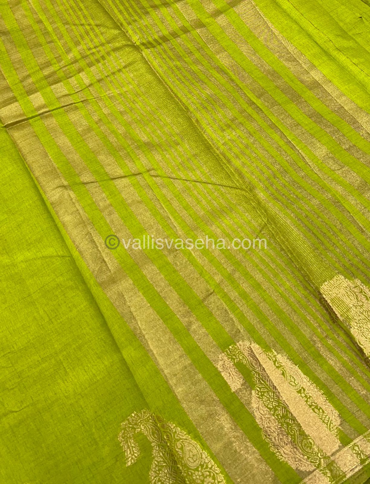 Semi Tussar Silk - Small Mango -  Green Shade(Slight Mehandhi Green Shade)  - VVSTS002