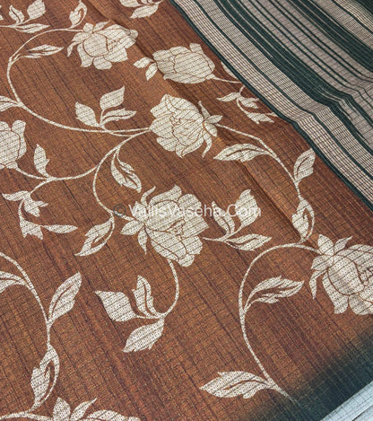 Art Tussar / Art Silk - Orange & Green  Shade - VVATS004