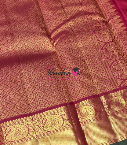 Pure Kanchipuram Silk Saree - Vairavoosi Design  - Maroon Shade - VVPS059
