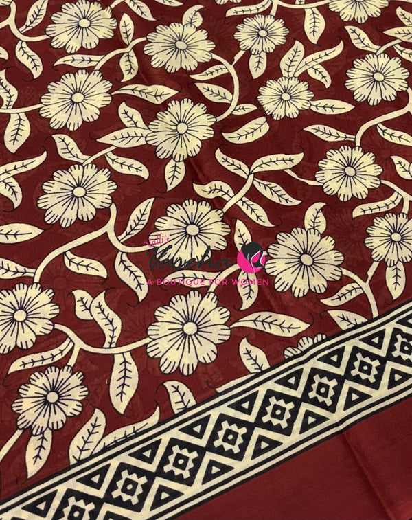 Pure Soft Mul Mul Cotton Sarees - Hand Block Prints - VVMMC011