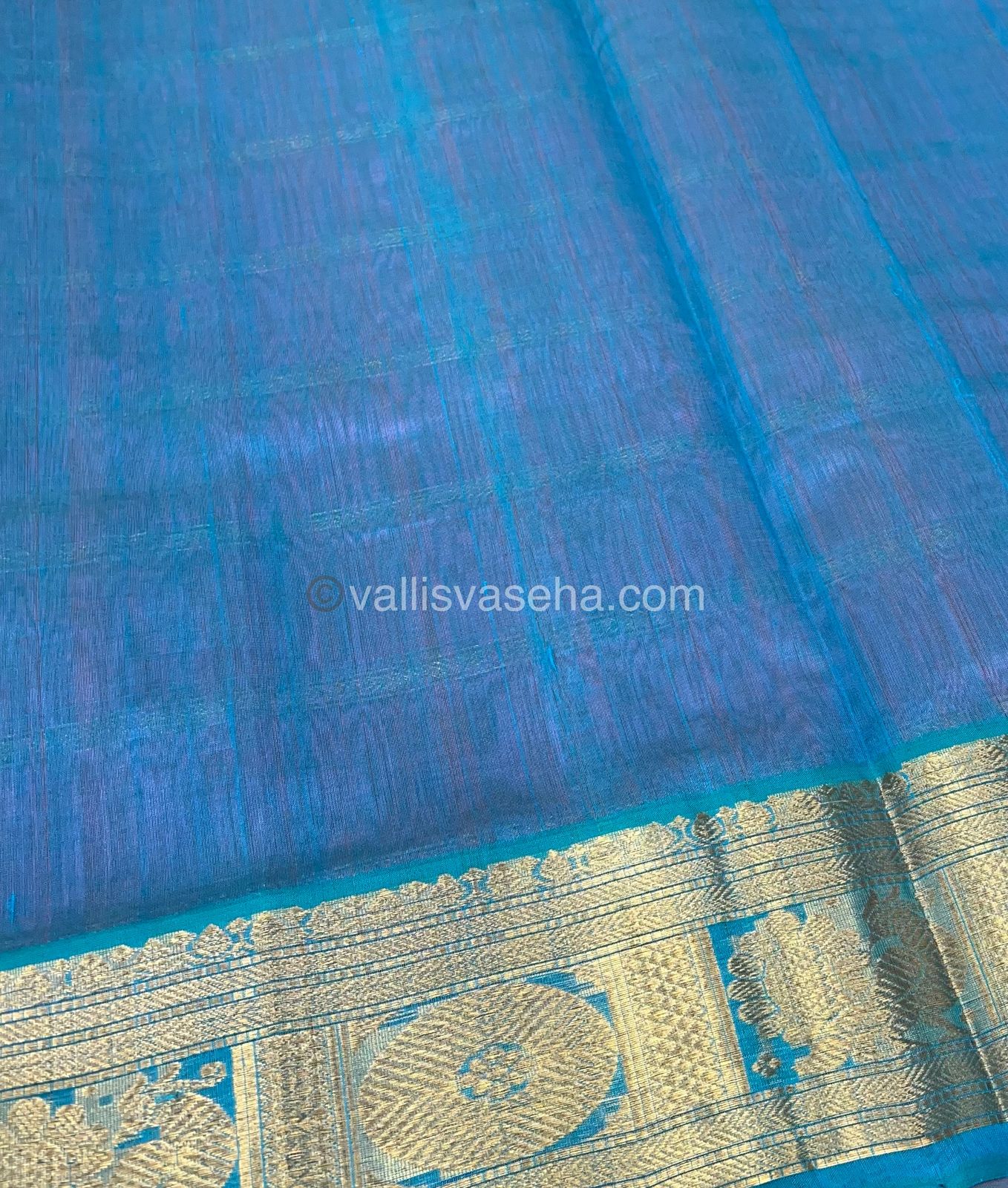 Pure Silk Cotton Saree - Mayil & Chakkaram Design - Peachish Pink With Blue Shade -VVMC003