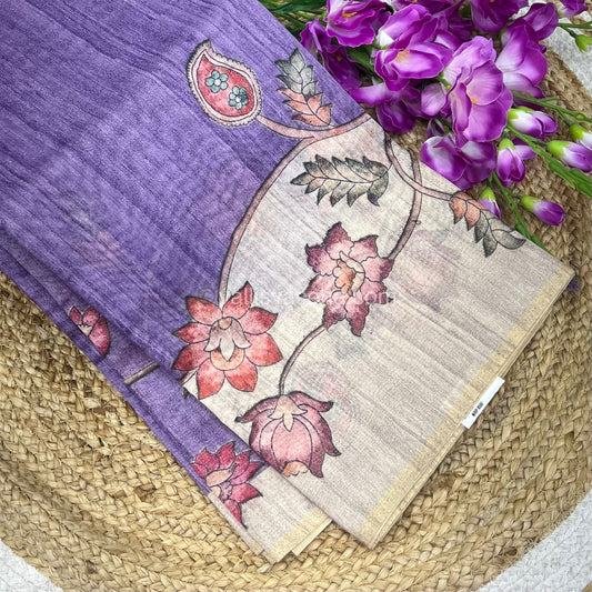 Semi Chanderi Saree - Digital Printed - VVSCD001