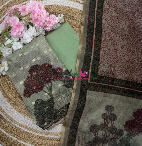 Unstitched Kota Material | Pastel Green Shade | VVUSM061