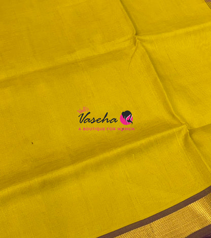 Pure Silk Cotton Sarees - Yellow With Purple - VVPSC003