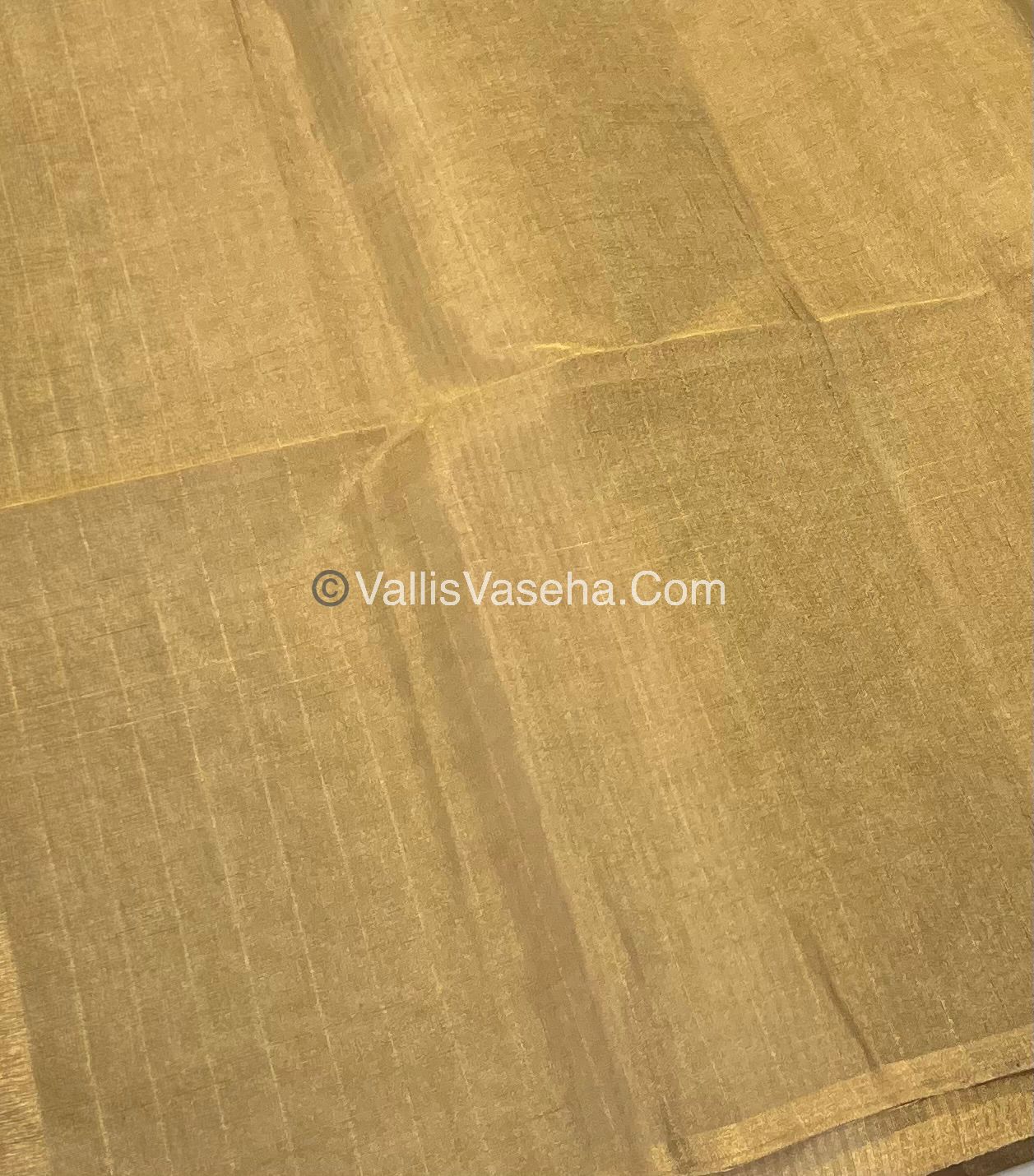 Pure Maheshwari Tissue Silk - Triple Tone Cream & Gold Shade - VVMTS001
