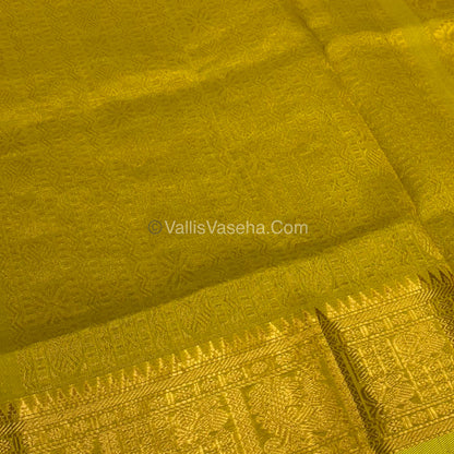 Pure Silk Cotton Saree - Mayil & Chakkaram Design - Maroon With Lemon Green Combo -VVMC003