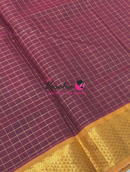 Pure Silk Cotton Saree - Zari Checks - VVCSC001