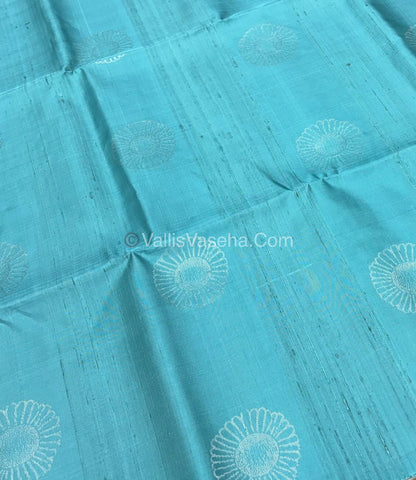 Pure Soft Silk Saree - Dupion Weaving - Blue & Grey Shade - VVPSS065