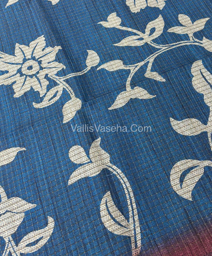 Art Tussar / Art Silk - Blue & Maroon Shade - VVATS003