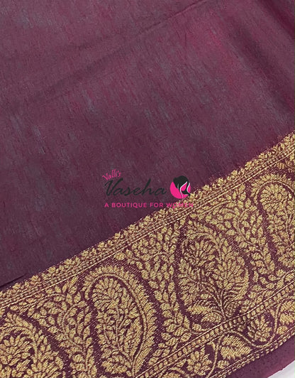 Semi Jute Silk Saree - Ramar Blue With Wine Shade - VVSJS001