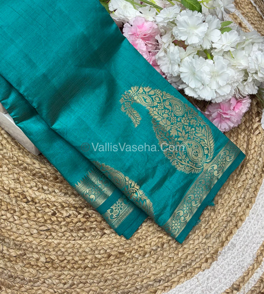 Semi Tussar Silk - Big Mango Blue Shade - VVSTS002