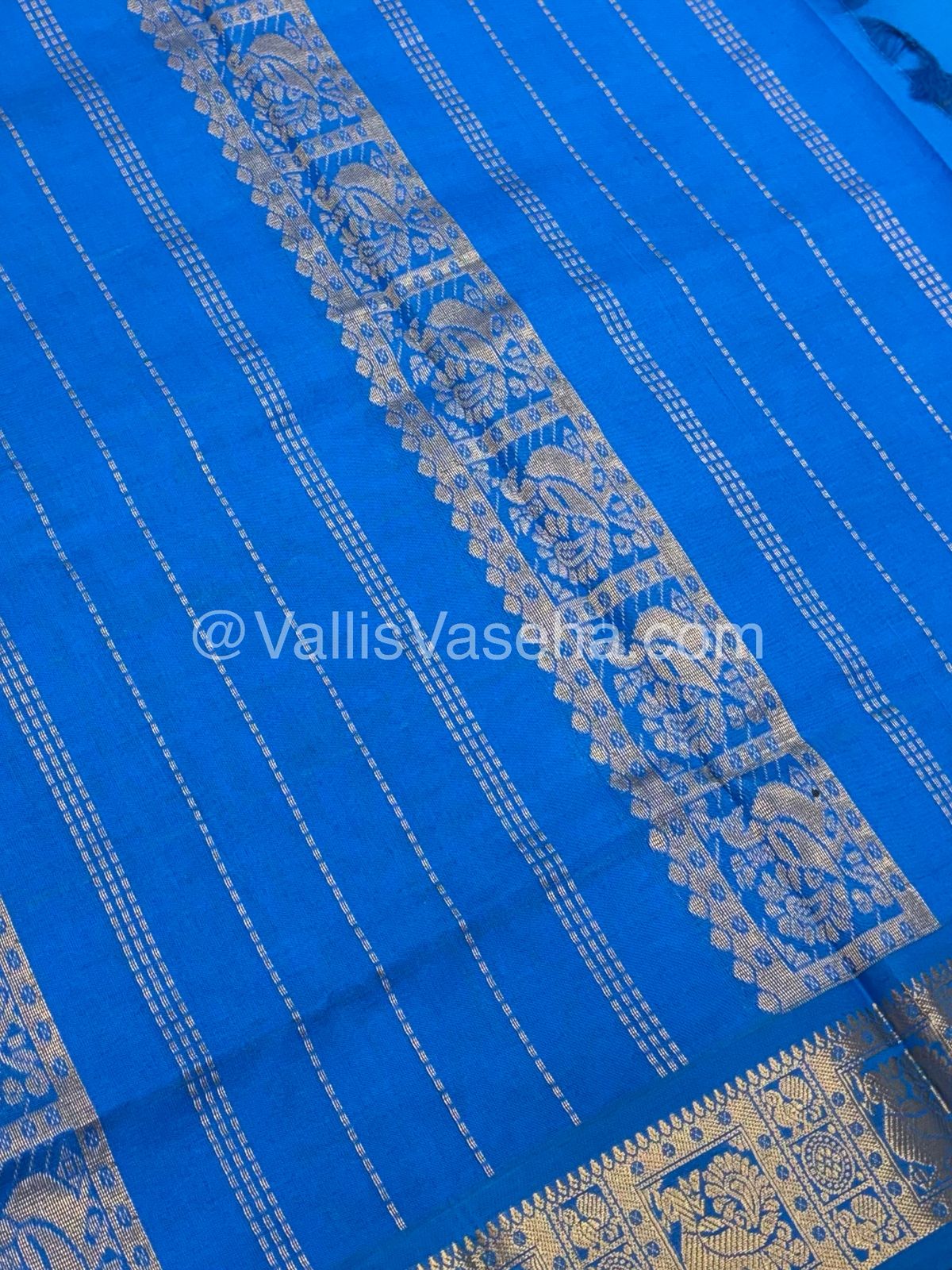 Semi Silk Cotton Saree - Green with Blue shade - VVSSC002