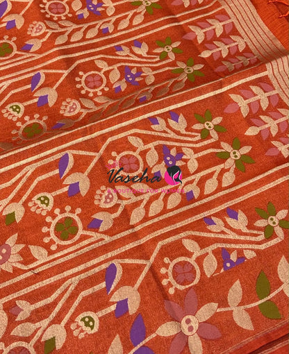 Banarasi - Heritage Meenakari Silk -  Orange Shade - VVBHS016