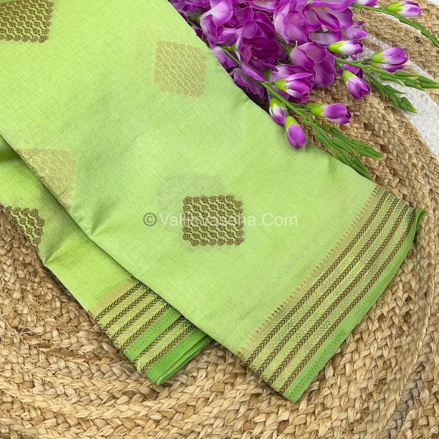 Semi Tussar Silk Saree - Pista shade - VVSTS0016
