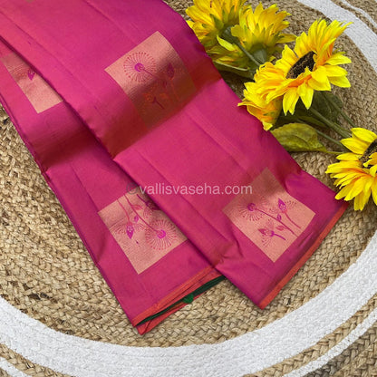 Pure Soft Silk Saree - Light Weight - Double tone Pink with Green shade - VVPSS025