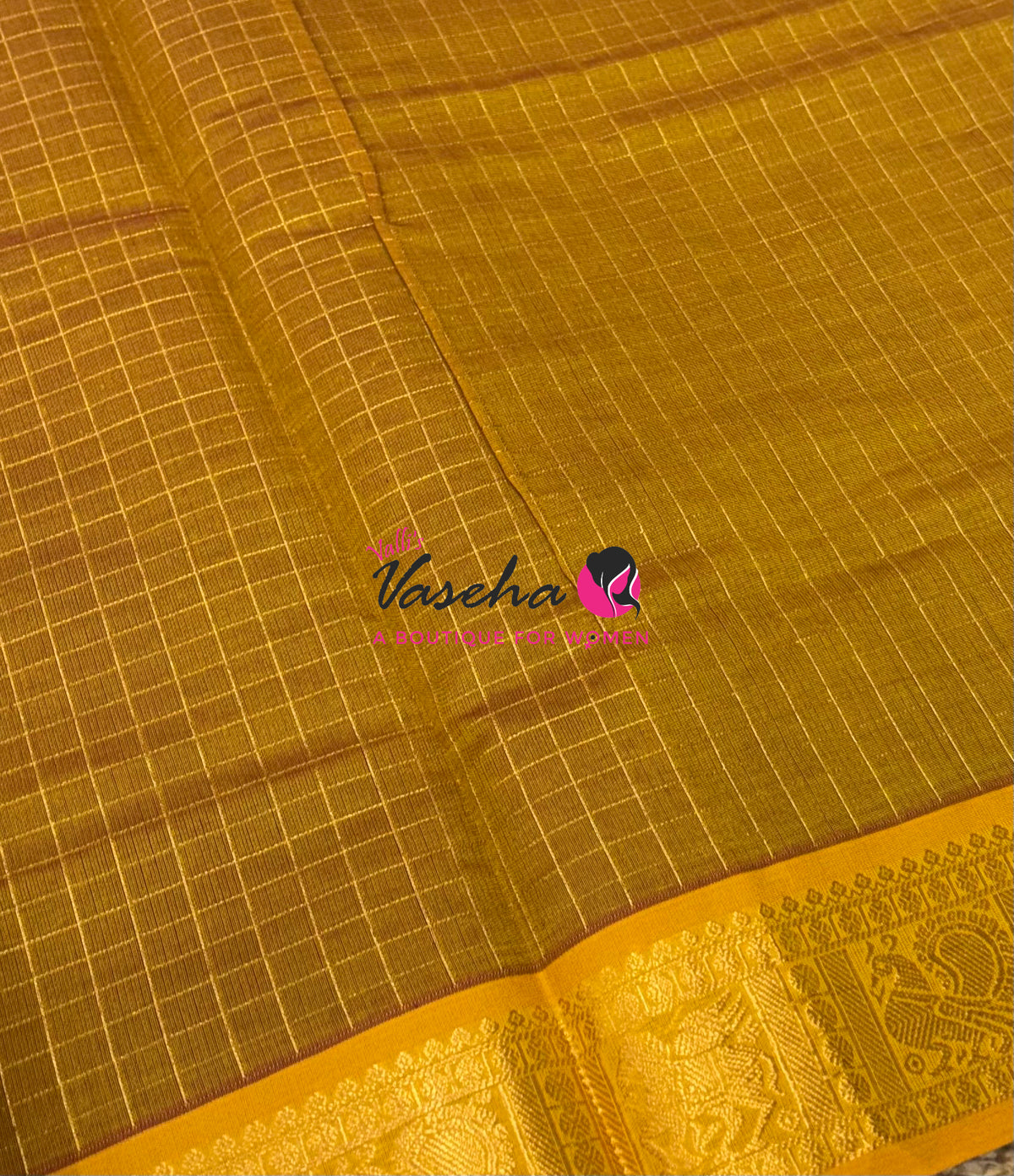 Semi Silk Cotton Saree - Checks Pattern - VVSSC019